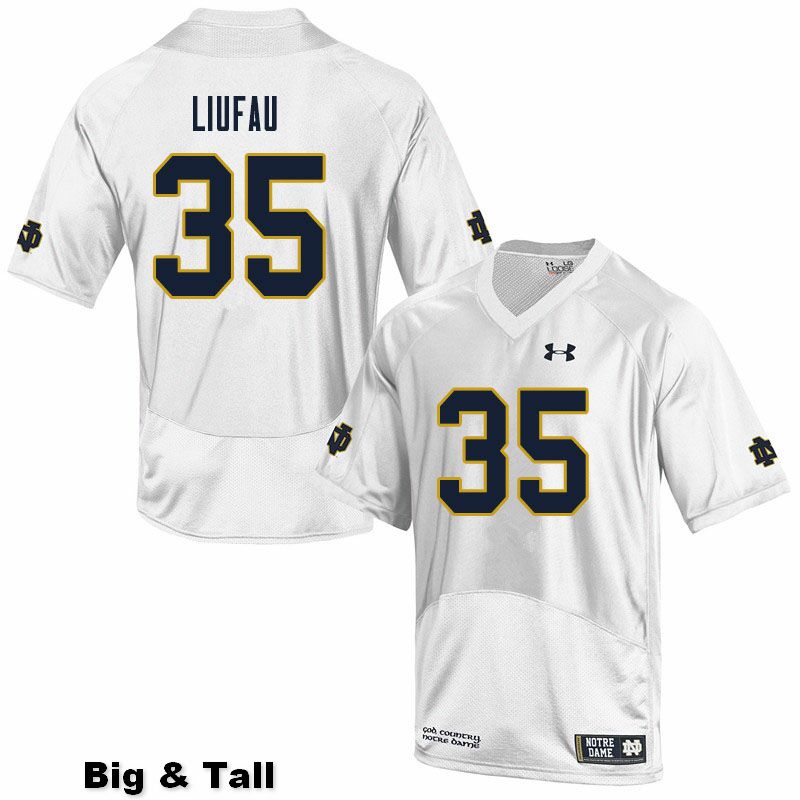 Men's NCAA Notre Dame Fighting Irish #35 Marist Liufau Stitched College Under Armour Authentic White Big & Tall Football Jersey DE10B10OE